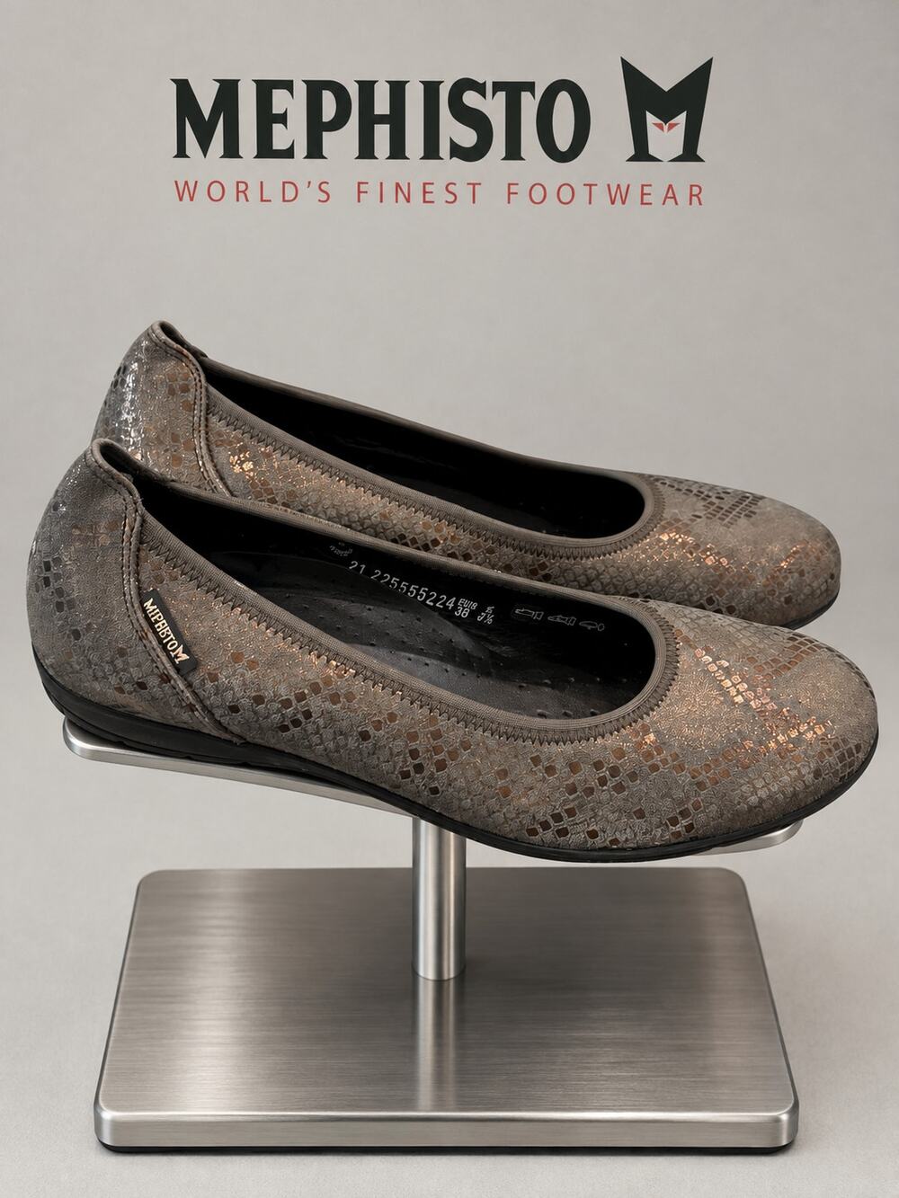 Mephisto Allison Metallic Brown Leather Ballet Flats Women’s 8.5